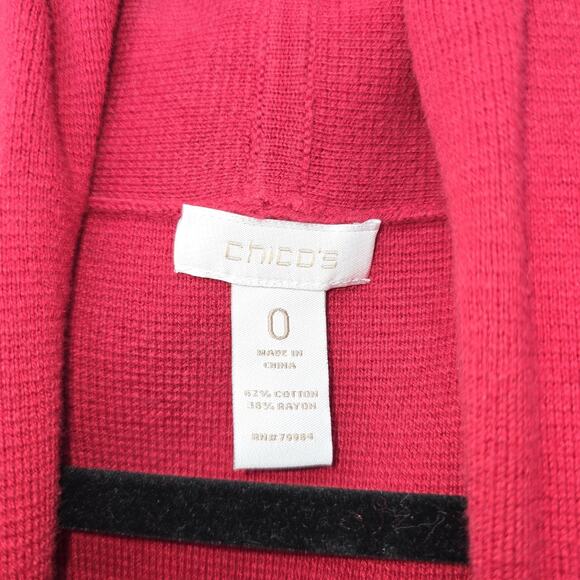 Chicos Cardigan Vest Womens Small Red Sleeveless Open Front Long Pockets Duster - Picture 3 of 9